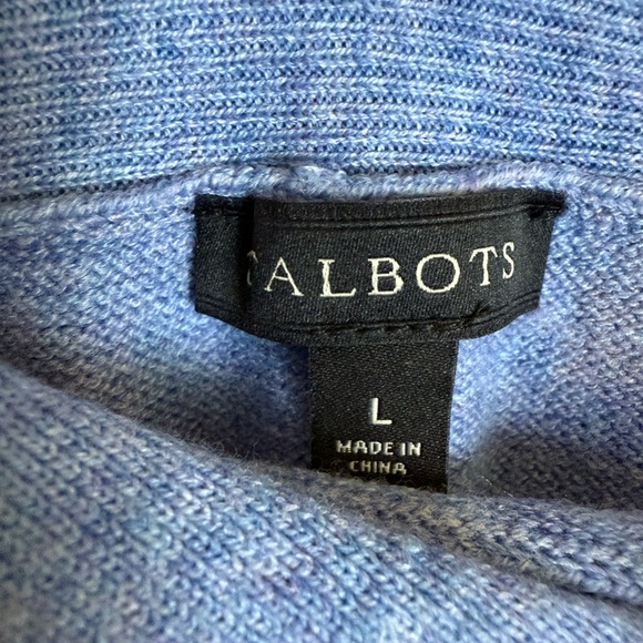 Blue Knit Poncho with Bow Detail Talbots L - Picture 3 of 7